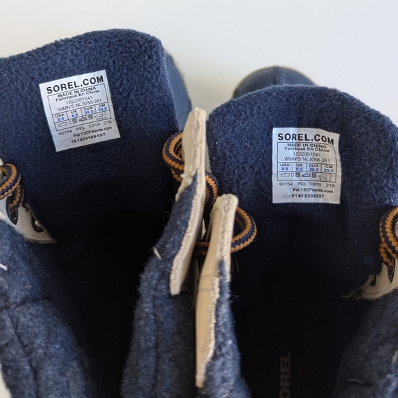 Sorel Slimpack Lace II Shell Rubber Leather Wool Boot Oatmeal Collegiate Navy 8½ - Picture 9 of 10